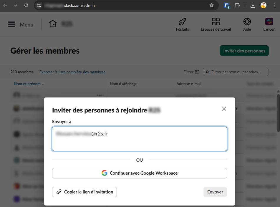 Création d’une invitation au canal de l’entreprise