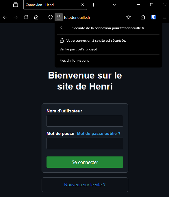 Résultat accès page https