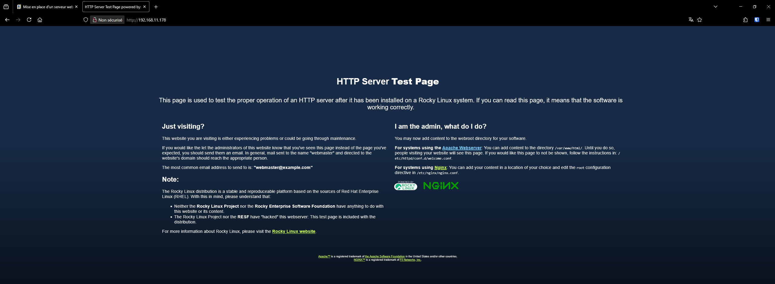 Page par défaut de Nginx