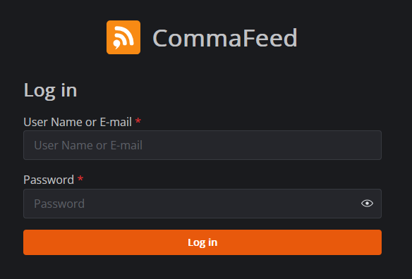 Page de connexion de CommaFeed