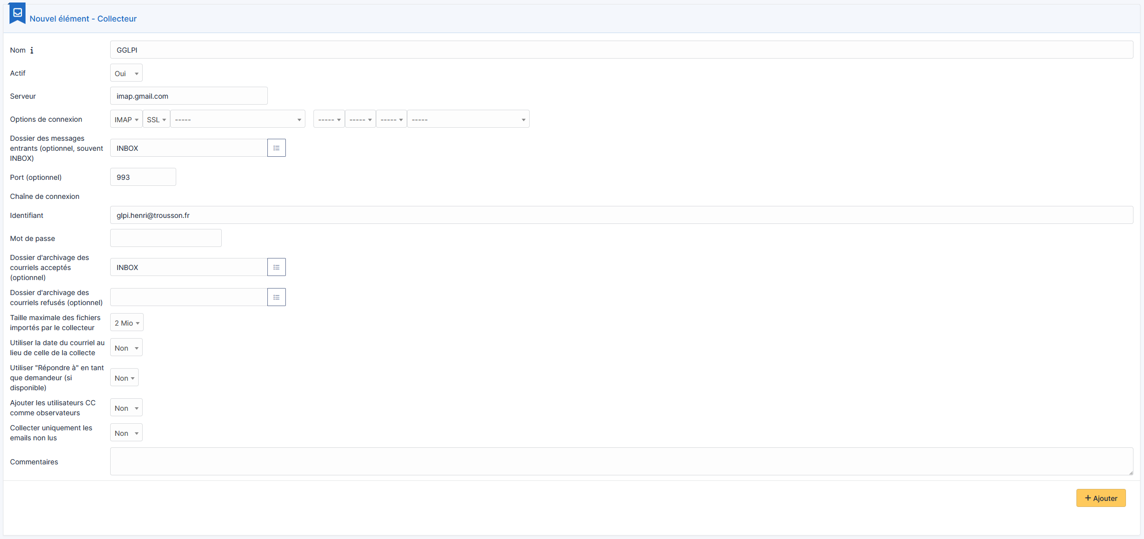 configuration du conteneur