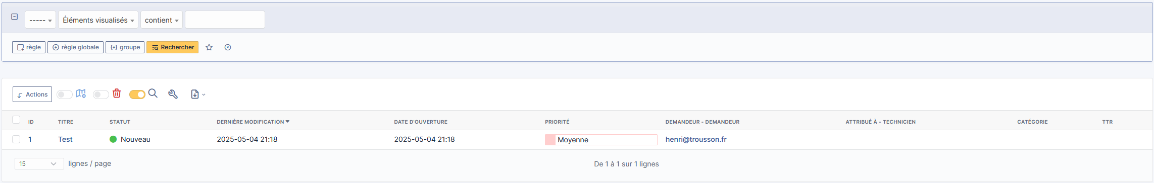 RRéception du ticket
