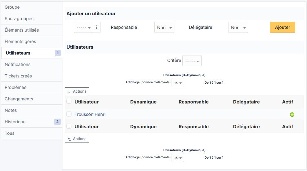Profile dans le groupe