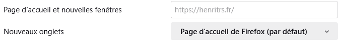 Paramètre de page d’accueil de Firefox