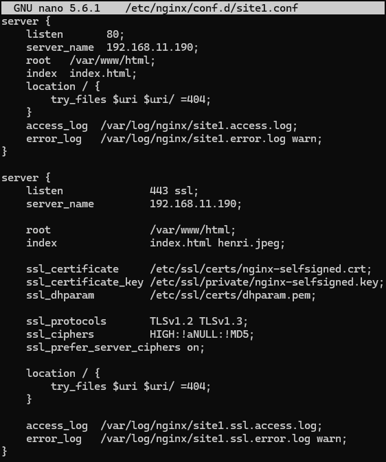 Fichier de configuration avec HTTP et HTTPS