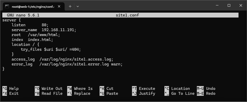Fichier de configuration site 1