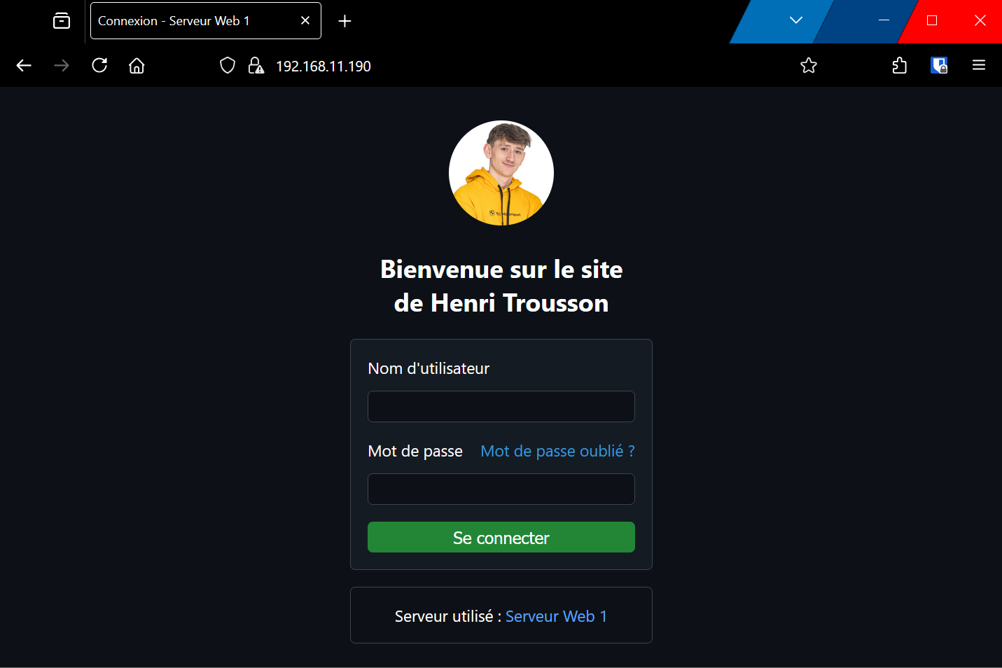 Site 1 accéssible via HTTPS