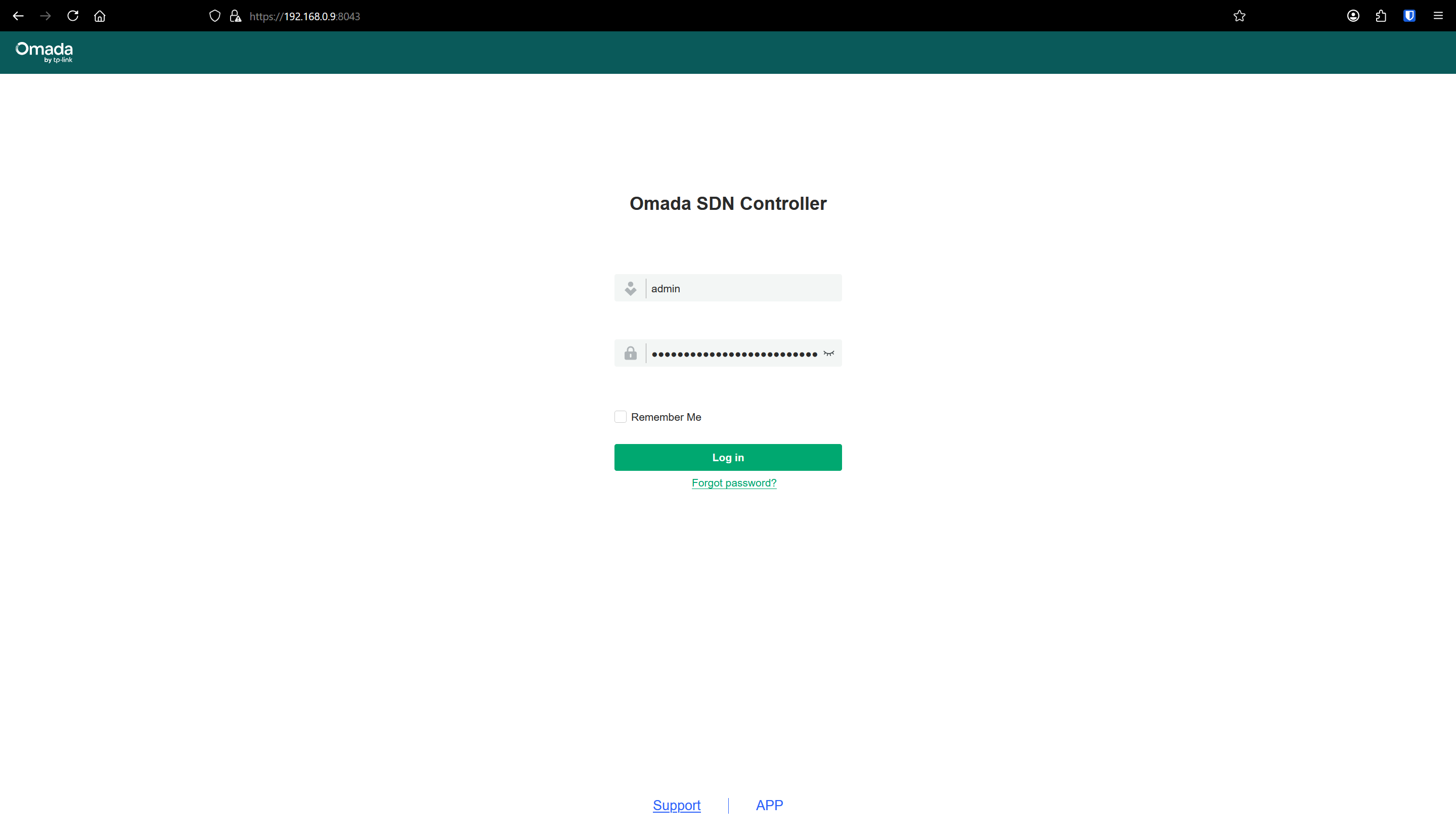 Page de connexion au controlleur omada
