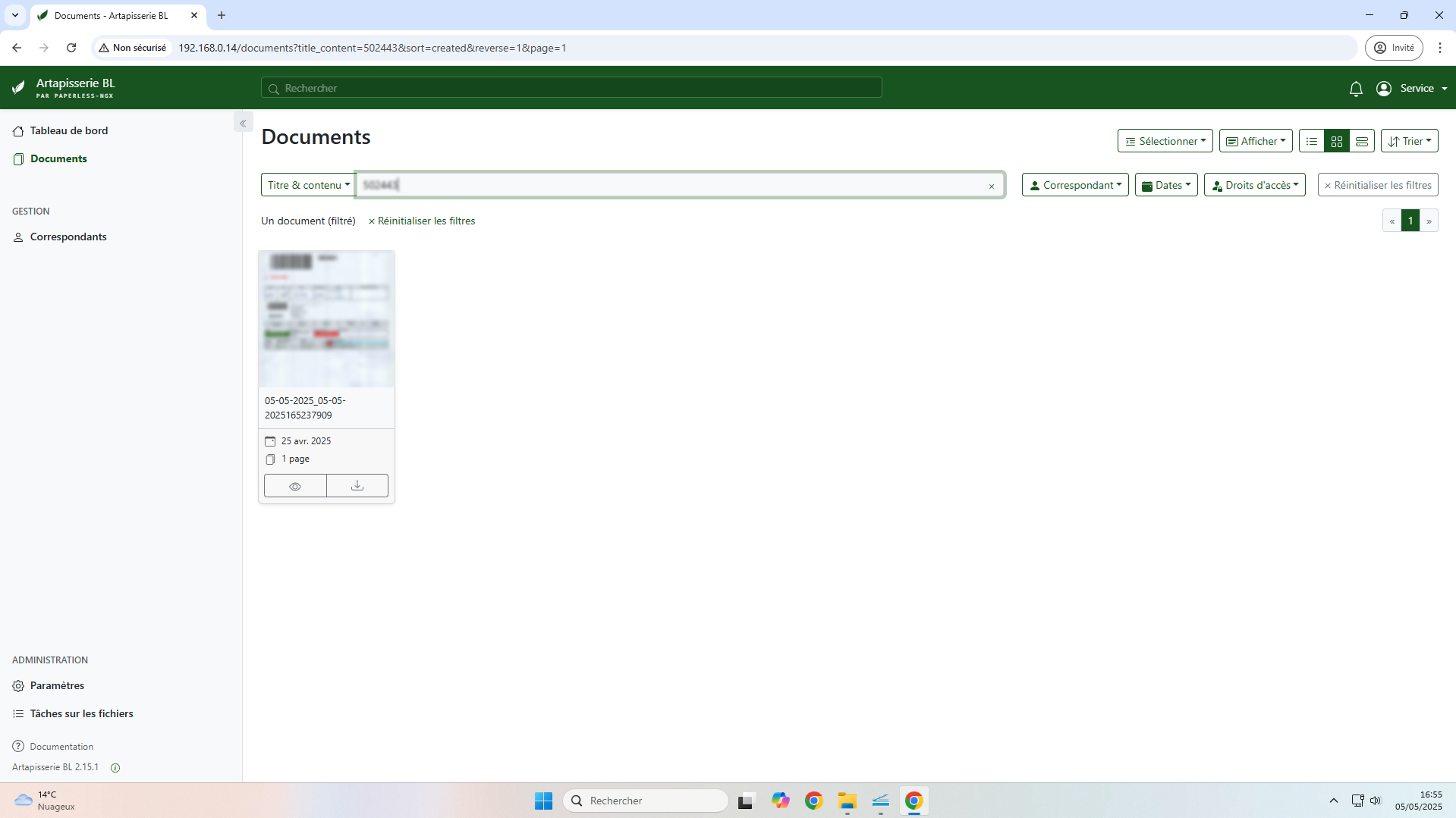 Recherche de BL