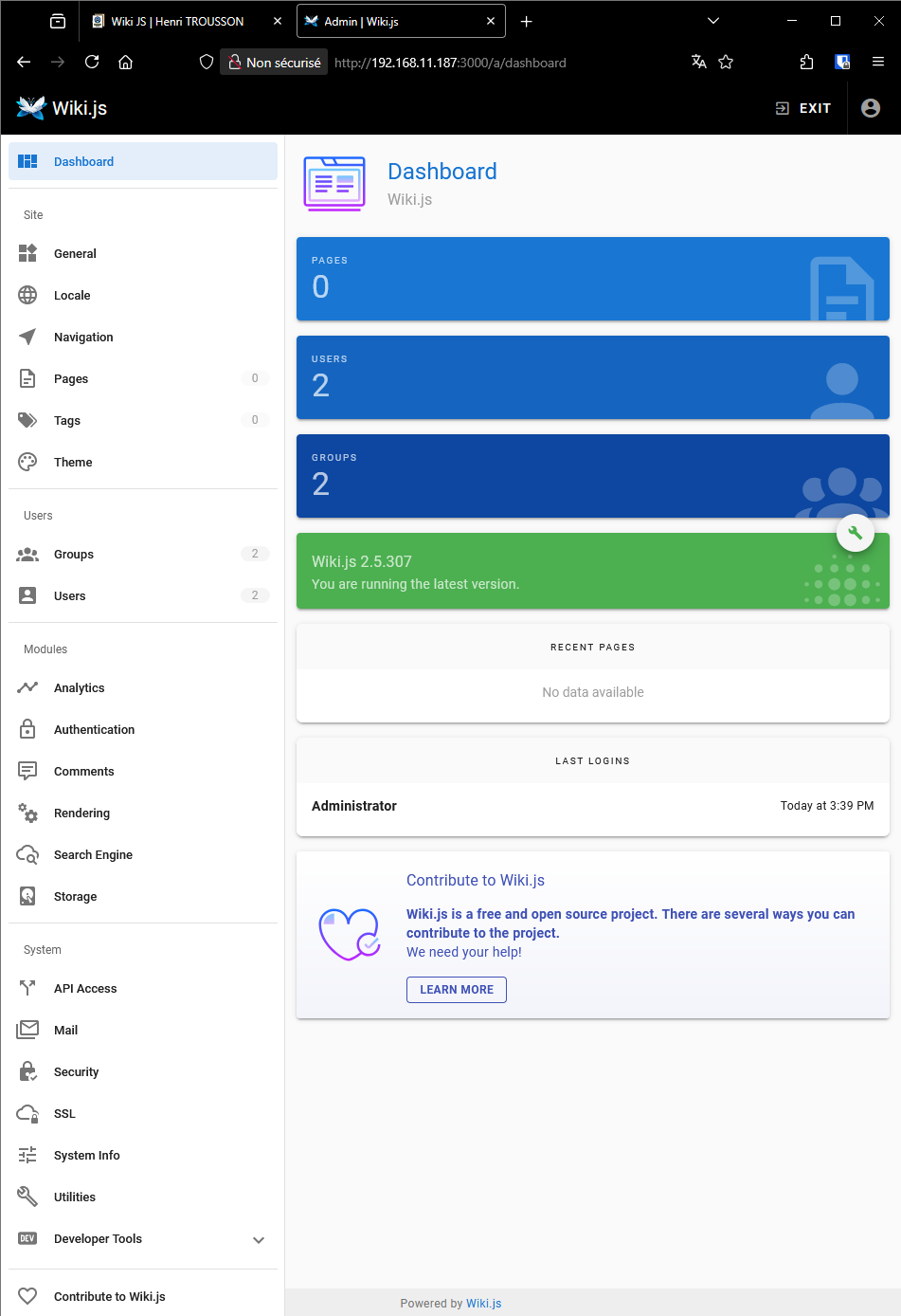 Interface admin