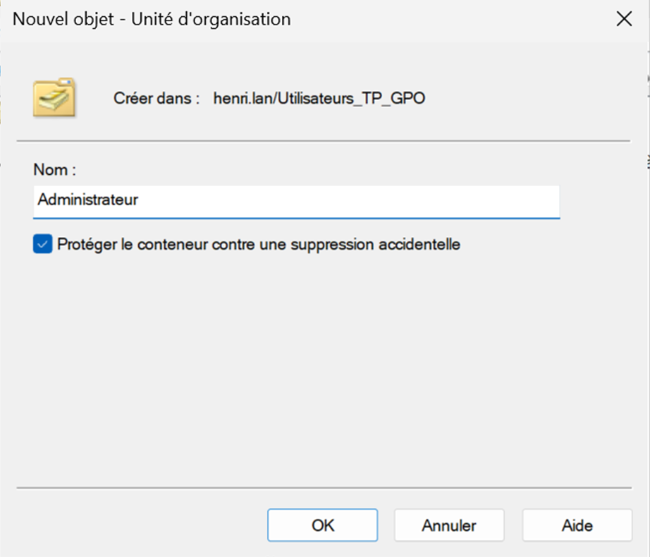 Ajout du nom de l’OU