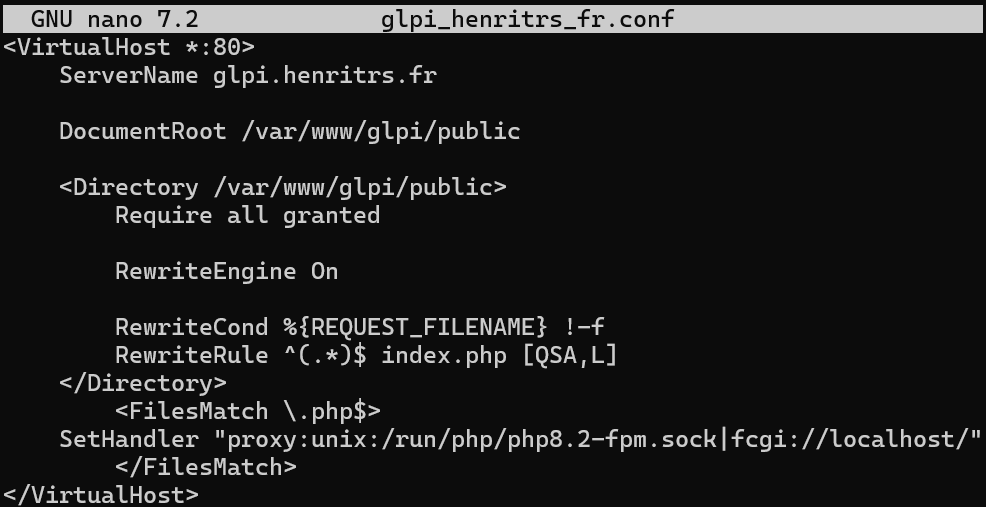 Configuration apache avec PHP-FPM