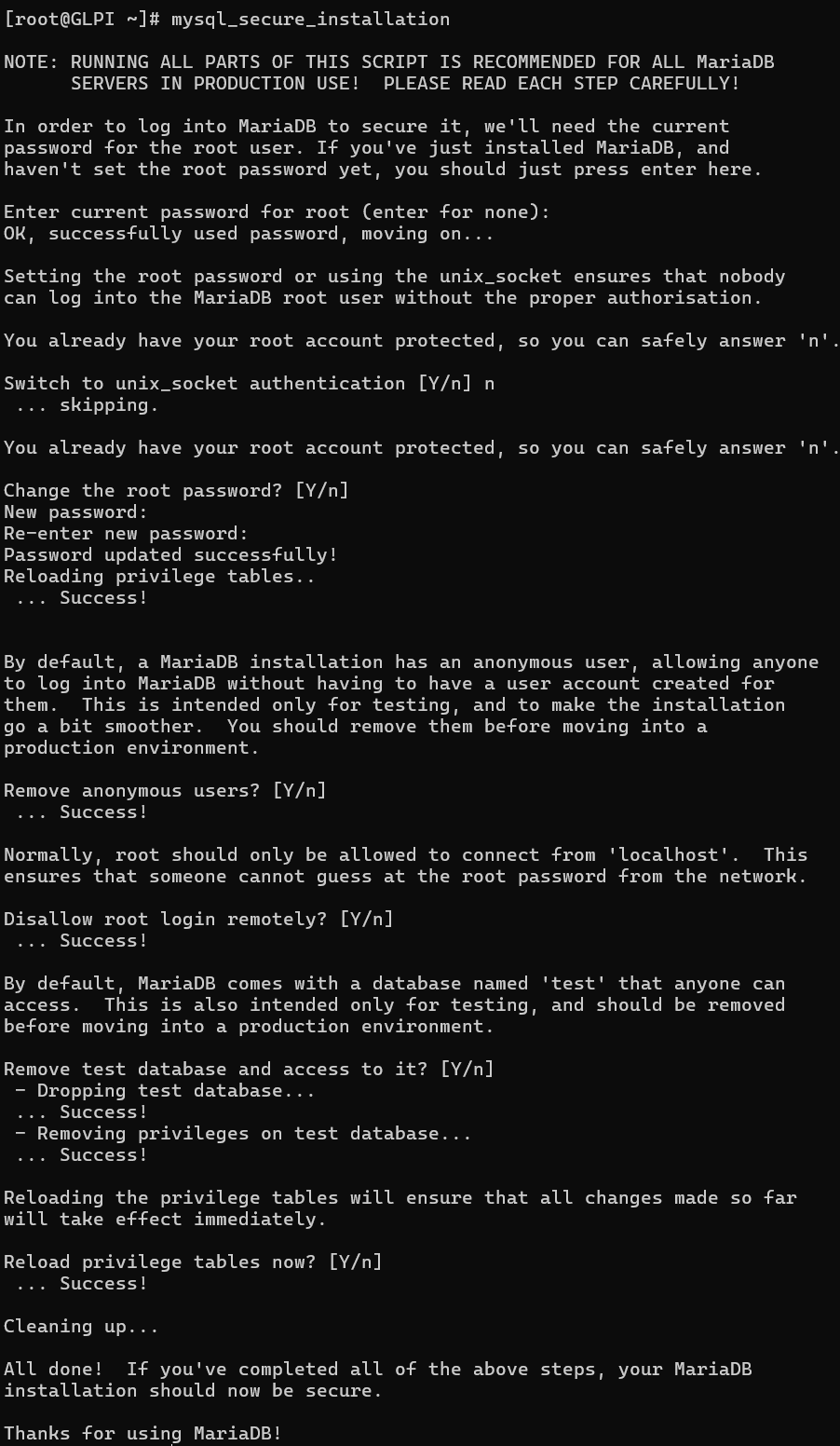 Sécurisation de MariaDB
