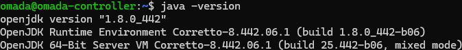 Résultat commande java -version