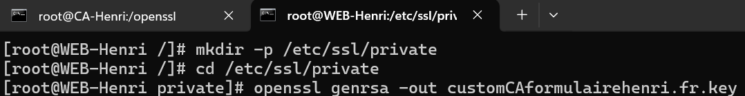 Résultat mkdir private