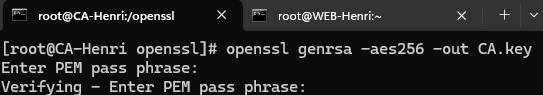 Résultat commande openssl genrsa -aes256 -out CA.key