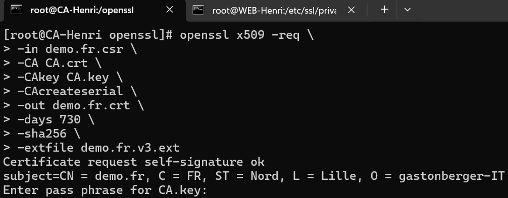 Résultat openssl x509