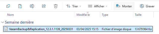 Montage iso Veeam