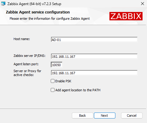 Installation de l’agent Zabbix