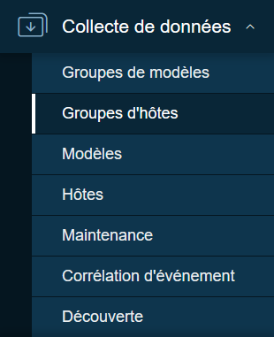 Chemin menu latéral groupes d’hôtes