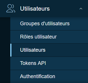 Chemin menu latéral Utilisateurs